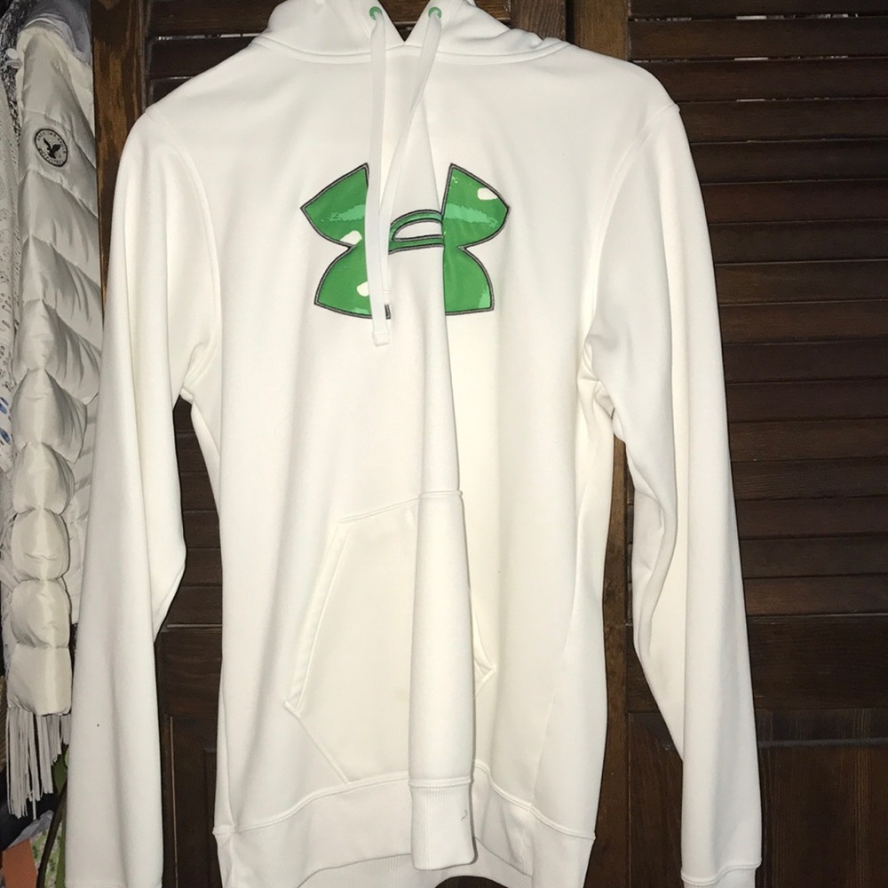 Green and white under armour hoodie